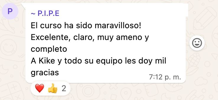 Testimonio de P.I.P.E sobre el curso